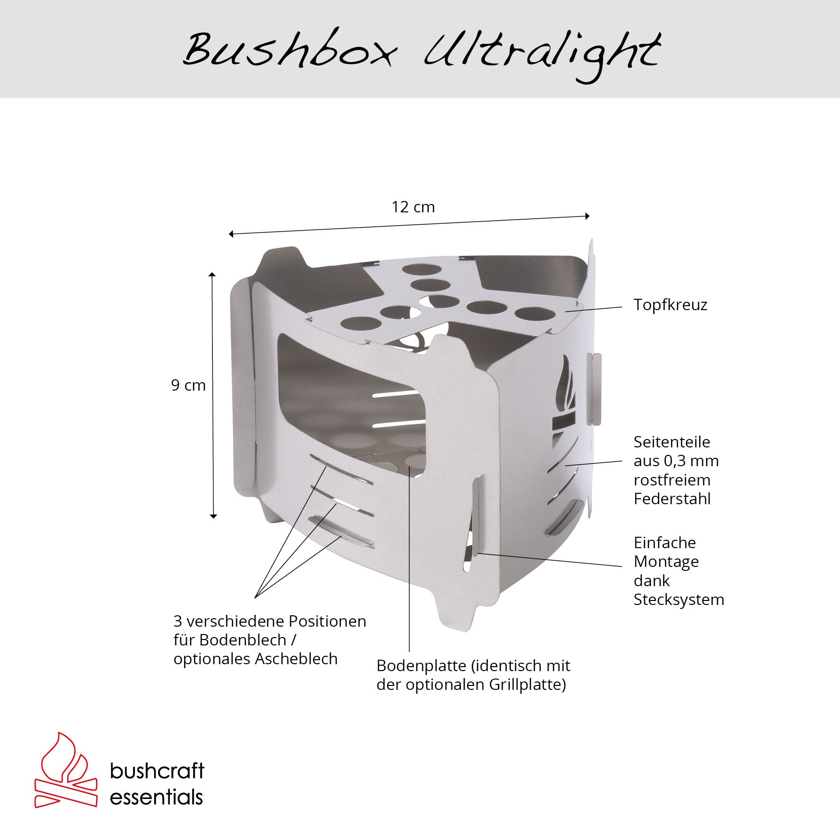 Bushbox Ultralight 携帯ステンレスストーブ Bushbox Ultralight – Bushcraft Essentials GmbH